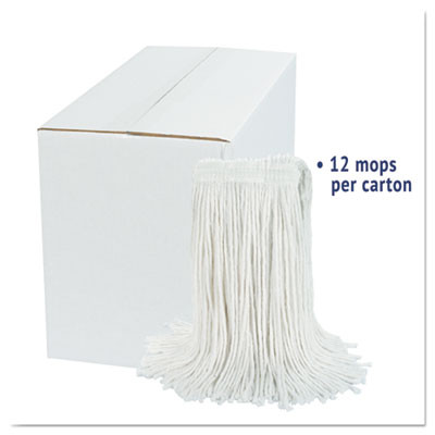 Cut-End Wet Mop Head, Rayon, #24, White, 12/Carton