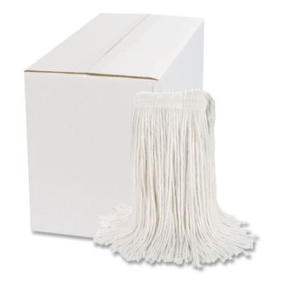 Cut-End Wet Mop Head, Rayon, #24, White, 12/Carton