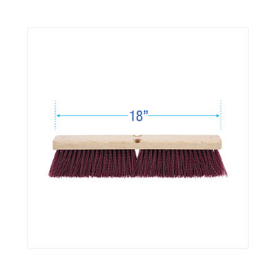Floor Brush Head, 3" Maroon Heavy-Duty Polypropylene Bristles, 18" Brush