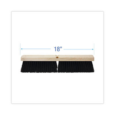 Floor Brush Head, 3" Black Medium Weight Polypropylene Bristles, 18" Brush
