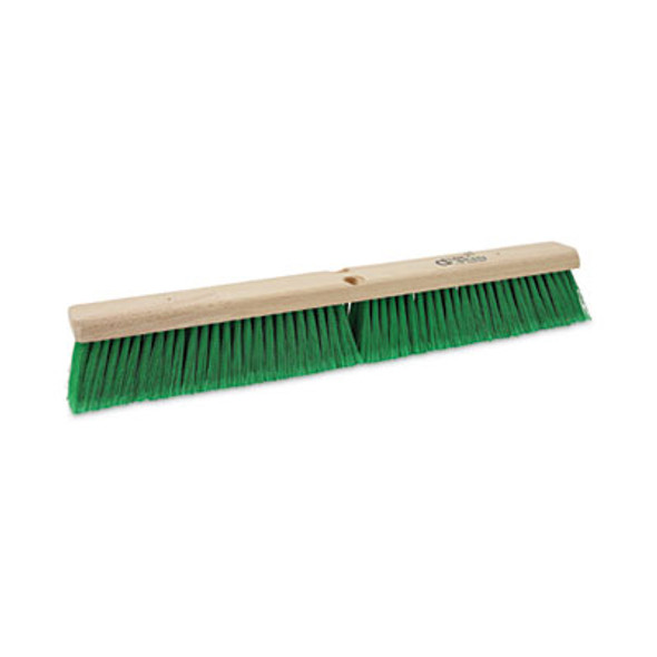 Floor Broom Head, 3" Green Flagged Recycled Pet Plastic Bristles, 24" Brush