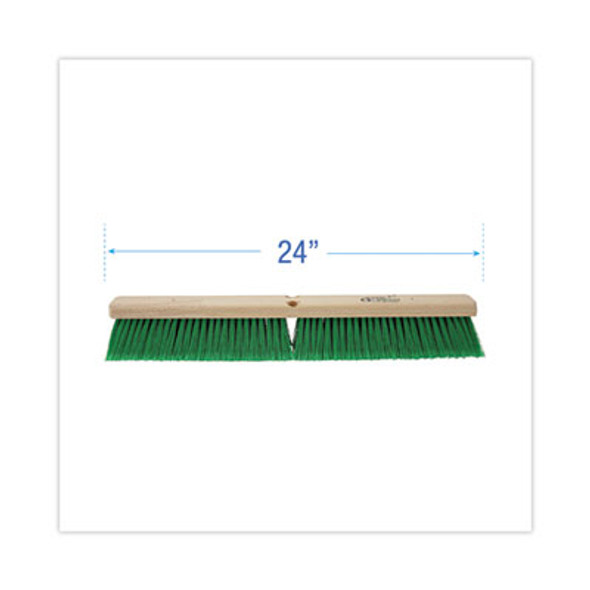 Floor Broom Head, 3" Green Flagged Recycled Pet Plastic Bristles, 24" Brush