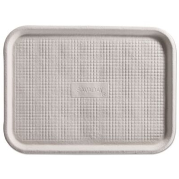 Savaday Molded Fiber Flat Food Tray, 16 x 12, White, Paper, 200/Carton