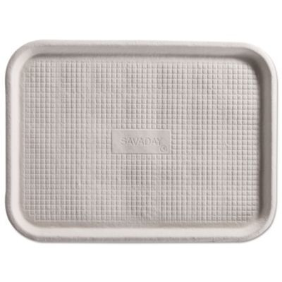 Savaday Molded Fiber Flat Food Tray, 16 x 12, White, Paper, 200/Carton