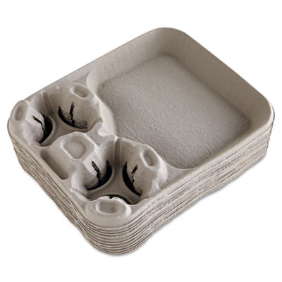 Strongholder Molded Fiber Cup/Food Tray, 8 Oz To 44 Oz, Two Cups + Food Tray, Beige, 100/Carton