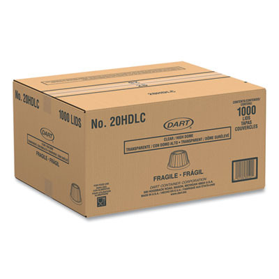 Dome-Top Sundae/Cold Cup Lids, High Dome, Fits 5 Oz To 32 Oz Cold Cups, Plastic, Clear, 50/Pack, 20 Packs/Carton