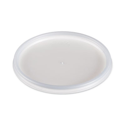 Plastic Lids For Foam Cups, Bowls And Containers, Flat, Vented, Fits 6 Oz To 32 Oz, Translucent, 100/Pack, 10 Packs/Carton