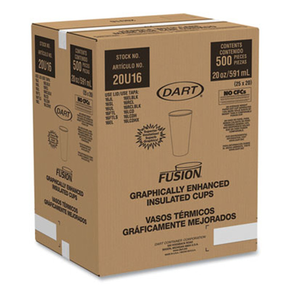 Fusion Escape Foam Hot/Cold Cups, 20 Oz, Brown/Black, 500/Carton