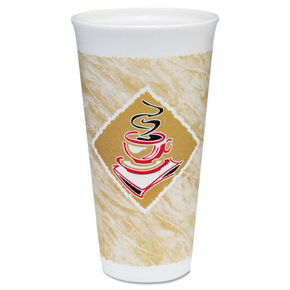 Cafe G Foam Hot/Cold Cups, 20 Oz, Brown/Red/White, 500/Carton