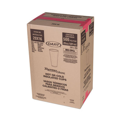 Cafe G Foam Hot/Cold Cups, 20 Oz, Brown/Red/White, 500/Carton