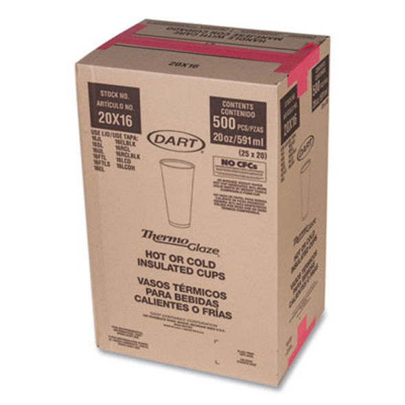 Cafe G Foam Hot/Cold Cups, 20 Oz, Brown/Red/White, 20/Pack