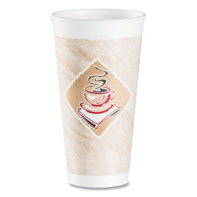 Cafe G Foam Hot/Cold Cups, 20 Oz, Brown/Red/White, 20/Pack