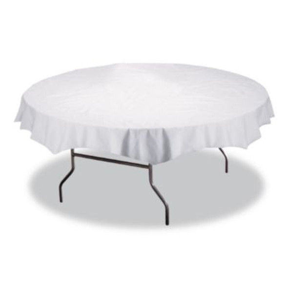 Tissue/Poly Tablecovers, 82" Diameter, White, 25/Carton