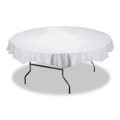 Tissue/Poly Tablecovers, 82" Diameter, White, 25/Carton