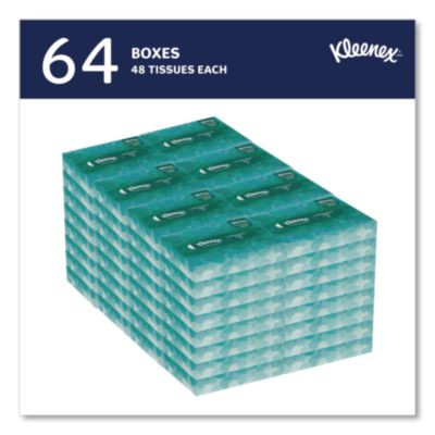 White Facial Tissue Junior Pack, 2-Ply, 48 Sheets/Box, 64 Boxes/Carton