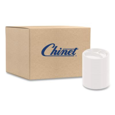 Paper Dinnerware, 3-Compartment Plate, 9.25" Dia, White, 500/Carton
