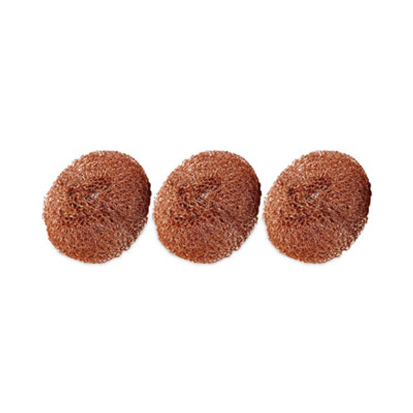 Metal Scrubbing Pads, 2.25 x 2.75, Copper, 3/Pack, 8 Packs/Carton