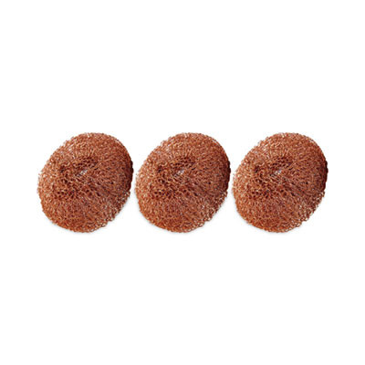 Metal Scrubbing Pads, 2.25 x 2.75, Copper, 3/Pack, 8 Packs/Carton