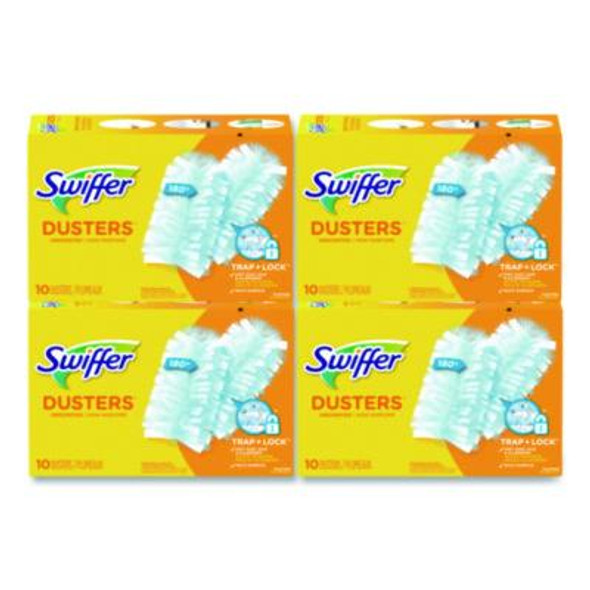 Refill Dusters, Dust Lock Fiber, Light Blue, Unscented, 10/Box, 4 Box/Carton