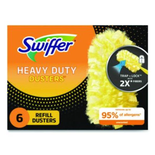 Heavy Duty Dusters Refill, Dust Lock Fiber, Yellow, 6/Box