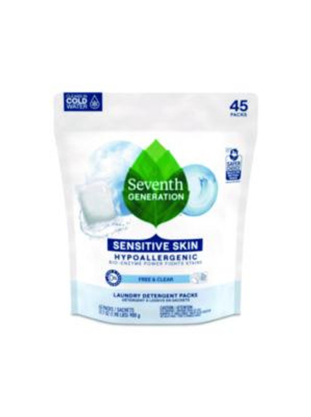 Natural Laundry Detergent Packs, Powder, Unscented, 45 Packets/Pack