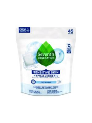 Natural Laundry Detergent Packs, Powder, Unscented, 45 Packets/Pack