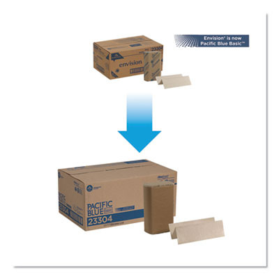 Pacific Blue Basic M-Fold Paper Towels, 1-Ply, 9.2 x 9.4, Brown, 250/Pack, 16 Packs/Carton