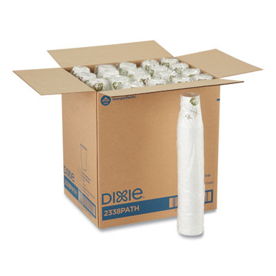 Pathways Paper Hot Cups, 8 Oz, White/Brown, 50/Sleeve, 20 Sleeves/Carton