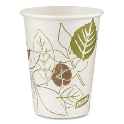 Pathways Paper Hot Cups, Wisesize, 8 Oz, White/Brown, 25/Pack