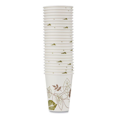 Pathways Paper Hot Cups, Wisesize, 12 Oz, White/Brown, 25/Pack