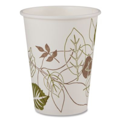 Pathways Paper Hot Cups, Wisesize, 12 Oz, White/Brown, 25/Pack