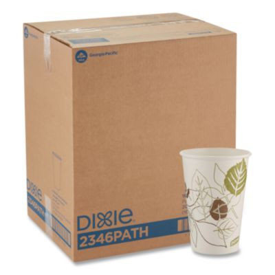 Pathways Paper Hot Cups, 16 Oz, White/Brown, 50/Pack