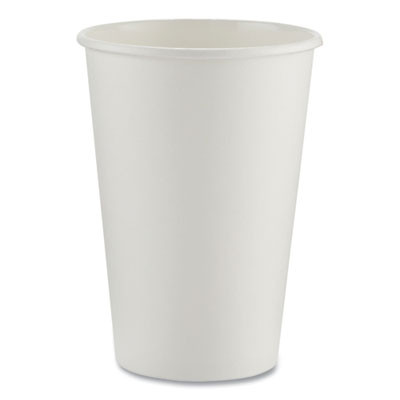 Paper Hot Cups, 16 Oz, White, 50/Sleeve, 20 Sleeves/Carton