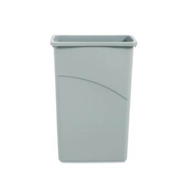 Slim Waste Container, 23 Gal, Plastic, Gray