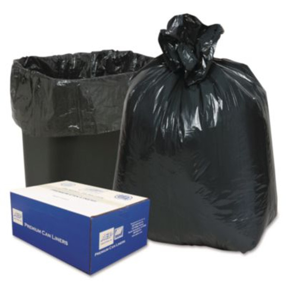 Linear Low-Density Can Liners, 16 Gal, 0.6 Mil, 24" x 33", Black, 25 Bags/Roll, 20 Rolls/Carton