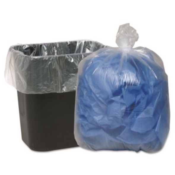 Linear Low-Density Can Liners, 16 Gal, 0.6 Mil, 24" x 33", Clear, 25 Bags/Roll, 20 Rolls/Carton