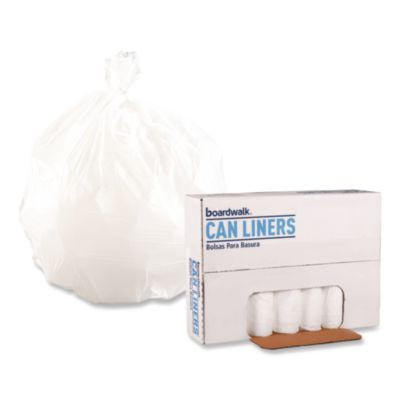 Low-Density Waste Can Liners, 16 Gal, 0.4 Mil, 24" x 32", White, Perforated Roll, 25 Bags/Roll, 20 Rolls/Carton