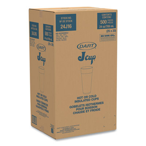 Foam Drink Cups, Hot/Cold, 24 Oz, White, 25/Bag, 20 Bags/Carton