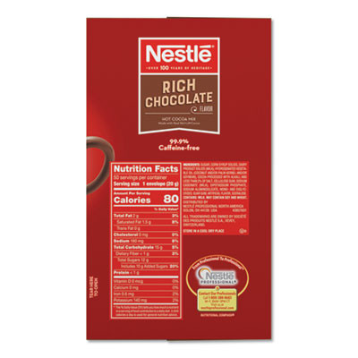 Hot Cocoa Mix, Rich Chocolate, 0.71 Oz Packets, 50/Box, 6 Box/Carton