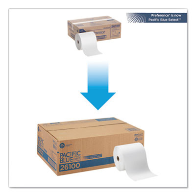 Pacific Blue Basic Recycled Nonperforated Paper Towel Rolls, 1-Ply, 7.78 x 1,000 Ft, White, 6 Rolls/Carton