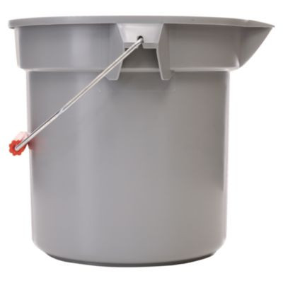 Brute Round Utility Pail, 14 Qt, Plastic, Gray, 12" Diameter