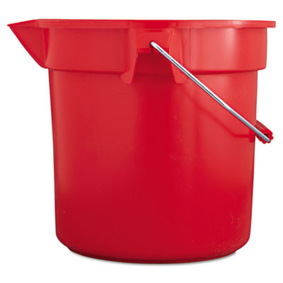 Brute Round Utility Pail, 14 Qt, Plastic, Red, 12" Diameter