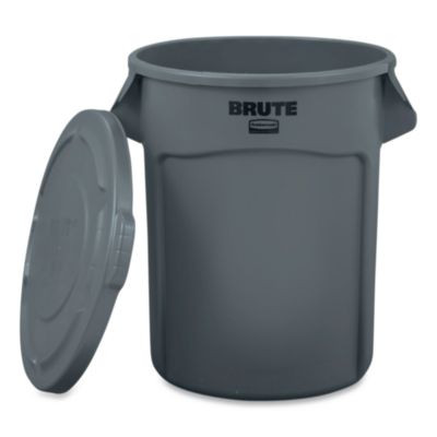 Brute Self-Draining Flat Top Lids For 20 Gal Round Brute Containers, 19.88" Diameter, Gray