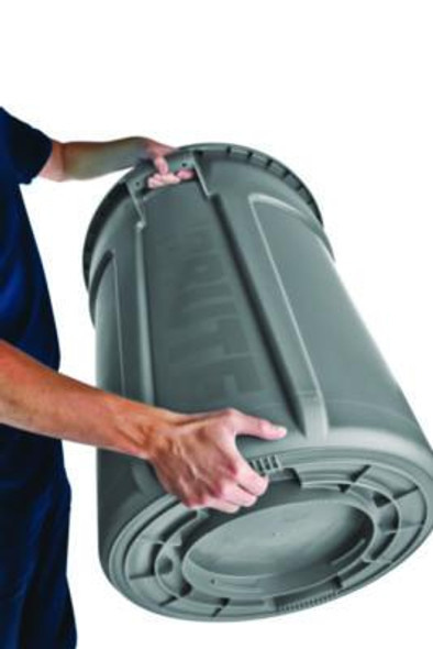 Vented Round Brute Container, 20 Gal, Plastic, Gray