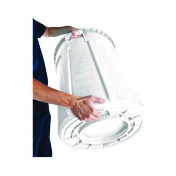 Vented Round Brute Container, 20 Gal, Plastic, White
