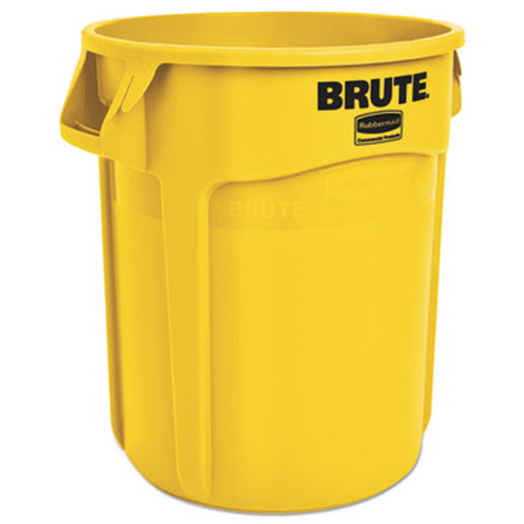 Vented Round Brute Container, 20 Gal, Plastic, Yellow