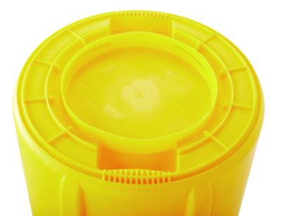 Vented Round Brute Container, 20 Gal, Plastic, Yellow