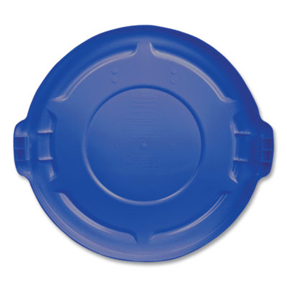 Brute Self-Draining Flat Top Lids For 32 Gal Round Brute Containers, 22.25" Diameter, Blue
