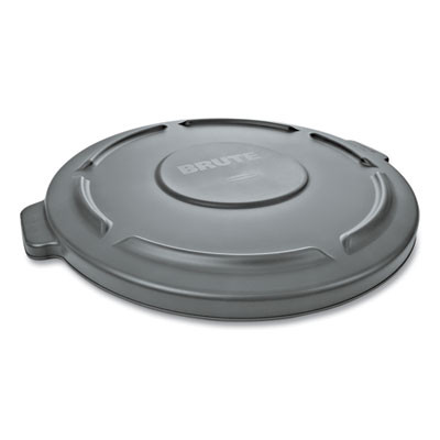 Brute Self-Draining Flat Top Lid, For 32 Gal Round Brute Containers, 22.25" Diameter, Gray