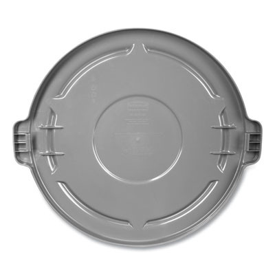 Brute Self-Draining Flat Top Lid, For 32 Gal Round Brute Containers, 22.25" Diameter, Gray